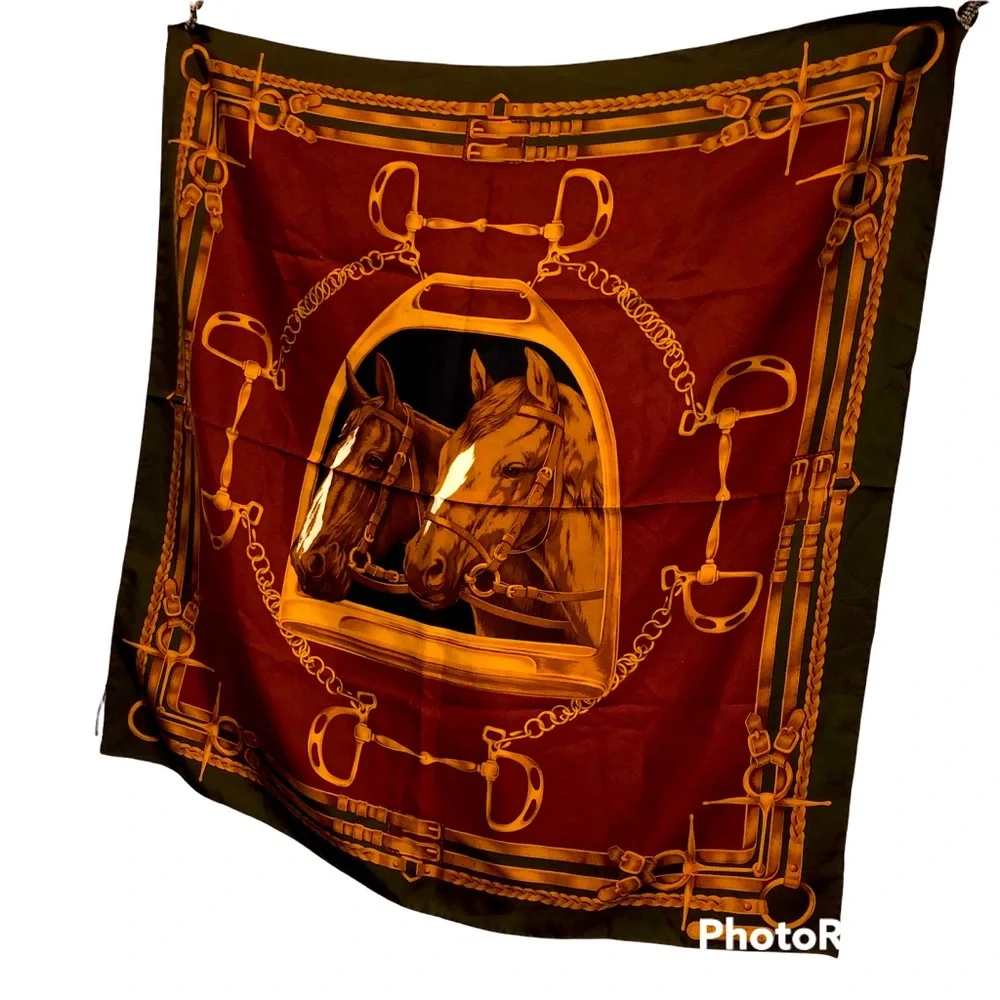 Ralph Lauren purple label collection 100% silk horse print super rich sc… - Picture 1 of 6